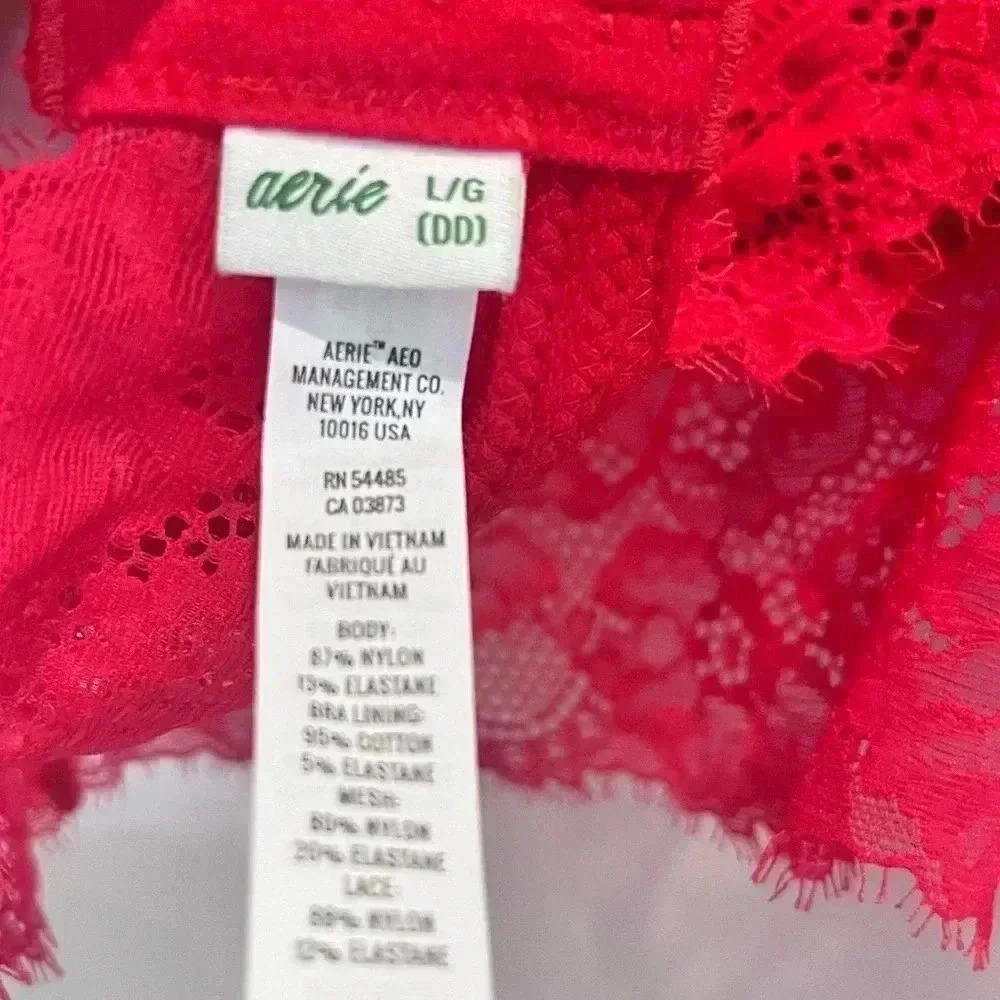 Aerie lace padded lined bra bralette criss cross straps triangle cutout detail - Picture 5 of 8